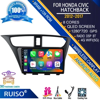 RUISO кола DVD плейър с докосване на екрана на Android за Honda CIVIC Хетчбек 2012-2017, автомагнитола, стереонавигационный монитор, 4G GPS Wifi
