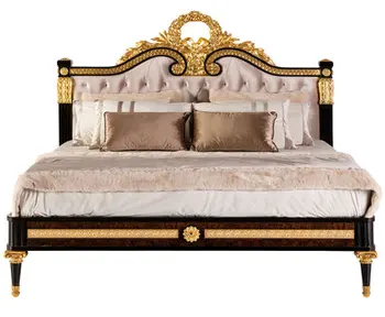 Висококачествени мебели за дома Класически комплект мебели за спалня Антични резбовани легло King Size от масивно дърво
