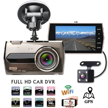Автомобилен видеорекордер WiFi Dash Cam Full HD 1080P Камера за обратно виждане на автомобила Задвижваща видео Авторегистратор Черна кутия GPS Писта за нощно виждане