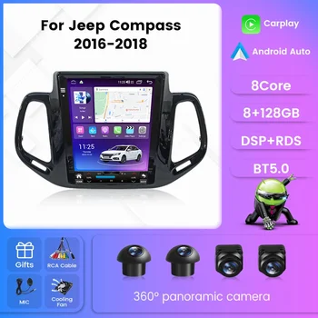 Автомагнитола за Jeep Compass 2 MP 2016 - 2018 Мултимедиен плеър Tesla Style Screen Автомобили интелигентна система за Carplay Android Auto