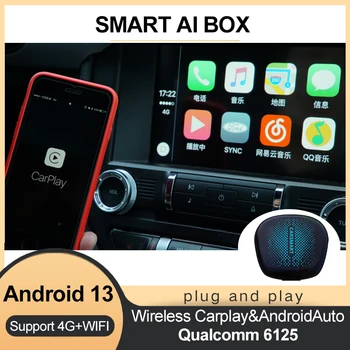 8 + 128 Г CarPlay Ai Box Плюс Android 13 Netflix, YouTube Безжичен Android Auto & CarPlay QCM6115 662 За VW Audi Kia Fiat Toyota