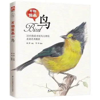 33 Птици Цветна книгата за рисуване с молив Книгата техника за рисуване на красиви птици Нулева Основна книга по рисуване
