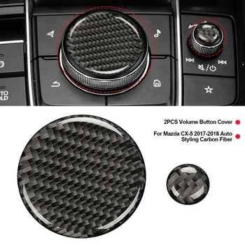 2 бр., тампон върху бутона за силата на звука, автостайлинг, интериорни Аксесоари от въглеродни влакна за Mazda 3 2020-2023