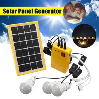 Джобно слънчево зарядно Комплект за слънчева система за домашно USB зарядно устройство за нощуване на открито Соларен панел Комплект генератор с 3 led крушки 5 В