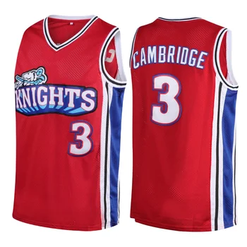 Баскетболно майк Moive LA Knights Cambridge # 3, спортна риза на червени потници, Бързосъхнеща бродерия с логото на