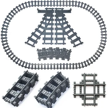 Градивен елемент на НОВИ градски влакове Гъвкави Напречни пътя на Преки Извити Меки релси Модели ключове Железници Творчески Тухли Играчки