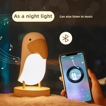 Сладък Птици лека нощ Bluetooth Говорител на Разсеяна Светлина С Плавно Затъмняване на Led Дихателните Светлини USB Акумулаторна Пълноценната Настолна Лампа