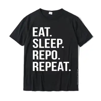 Тениска Eat Sleep Репо Repeat, тениска Репо Agent, Памучни Мъжки тениски, тениски с принтом, на парти купони