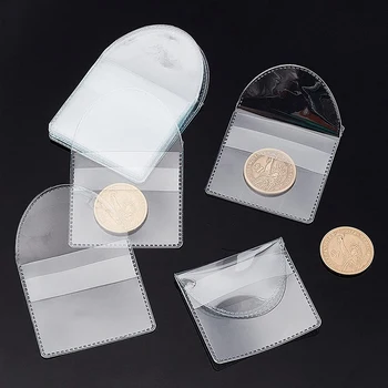 20 бр/лот, Колектор за монети с един джоб, индивидуален държач за прозрачни пластмасови торби, пластмасов държач за дребни монети