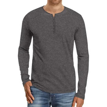 2023 Мъжки есенно-зимни мъжки модни тениска с дълъг ръкав, Однотонная тениска мъжка тениска с подплата
