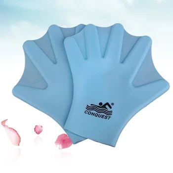1 чифт силиконови плувни ръкавици с перепонками за плуване във водата, ръкавици за гмуркане с бухалка, ръкавица за гмуркане, ръчно wide web (за възрастни, небето-синьо)