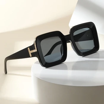 Марката Дизайн Квадратни Широки Слънчеви Очила За Мъже И Жени Моден Тренд Хип-Хоп, Улични Слънчеви Очила Реколта Мъжки Дамски Слънчеви Очила 2024