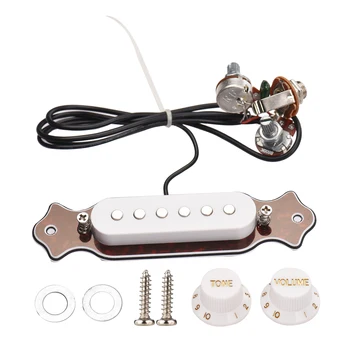 Китара с мед единична магнитна намотка, безшумен звукосниматель за акустична китара С регулатор на силата на звука с дръжки, набор от крепежни винтове